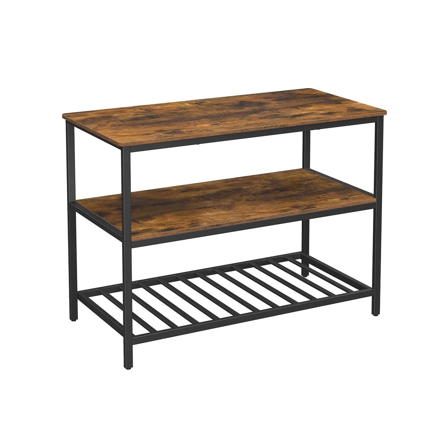 VASAGLE Rustic Industrial Kitchen Island Large Worktop 3 Shelves