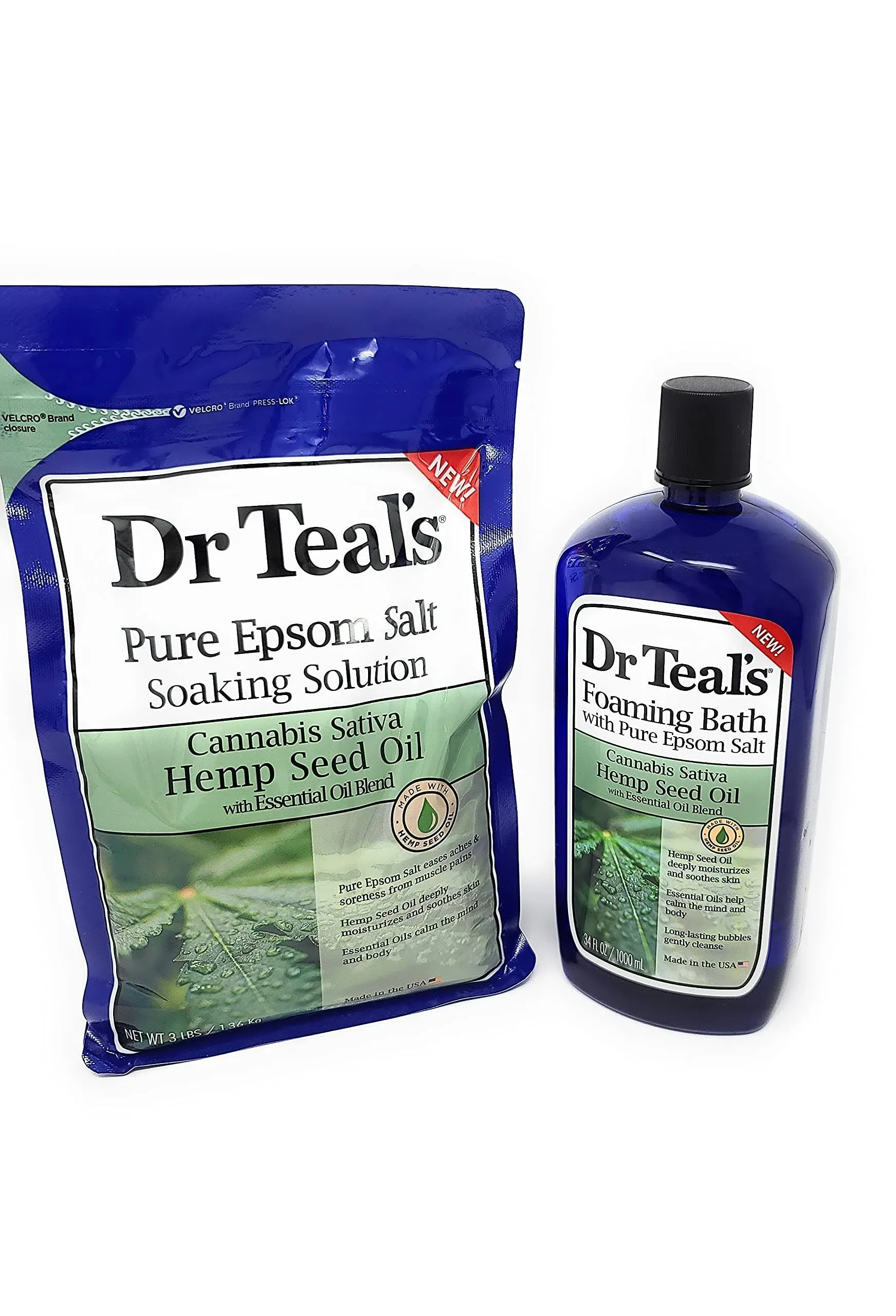 Dr. Teal's - Juego de regalo variado de baño de sal de Epsom (paquete de 2, 3 libras cada una). Calma y duerme con lavanda, suaviza y nutre con