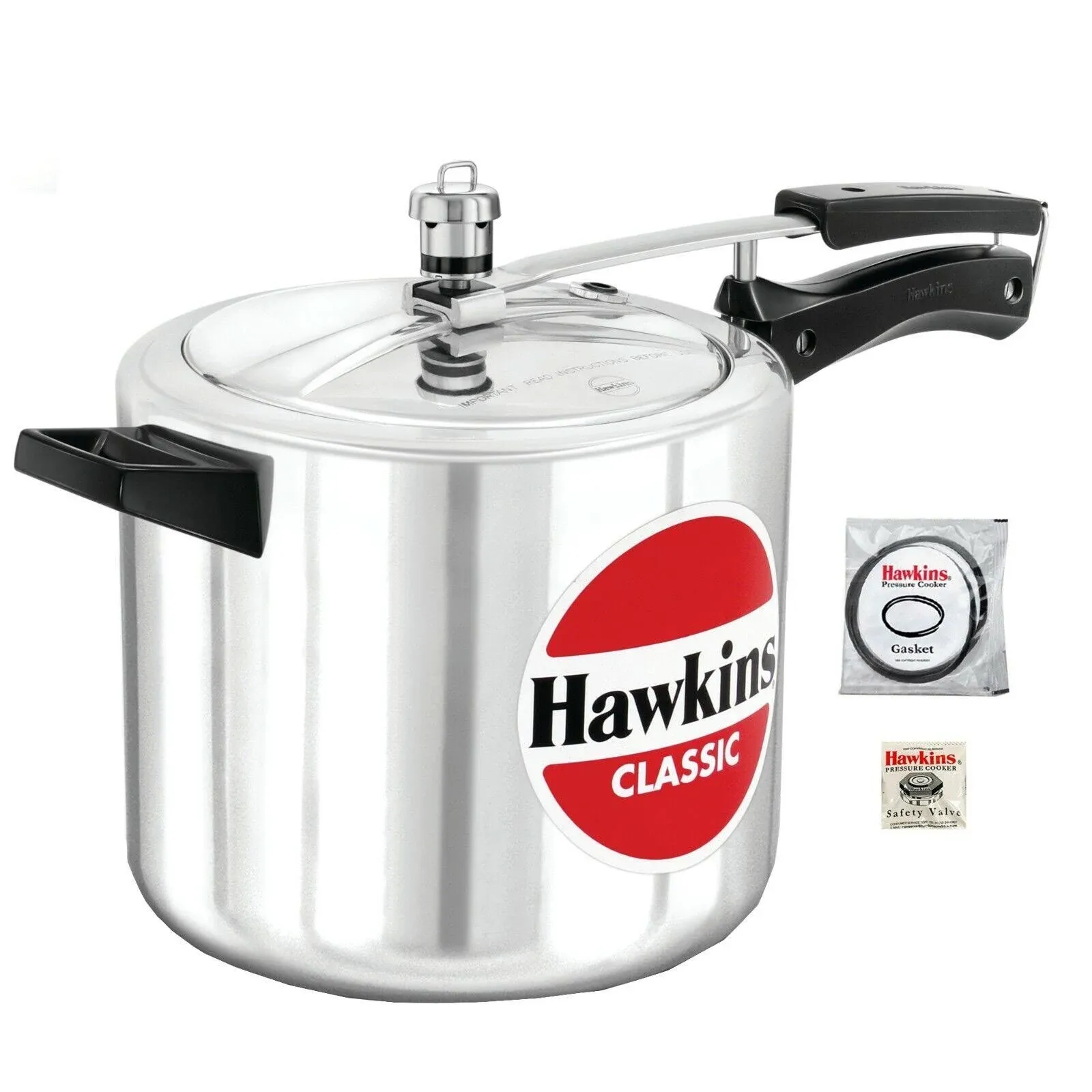 Hawkins Classic New Improved  Mirror Polished Aluminium Pressure Cooker  Silver