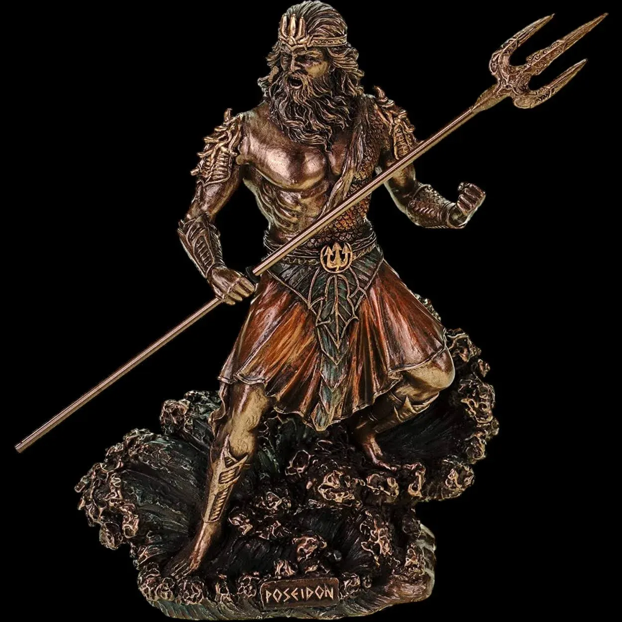 Metallic Bronze Finish Greek God Poseidon Statue