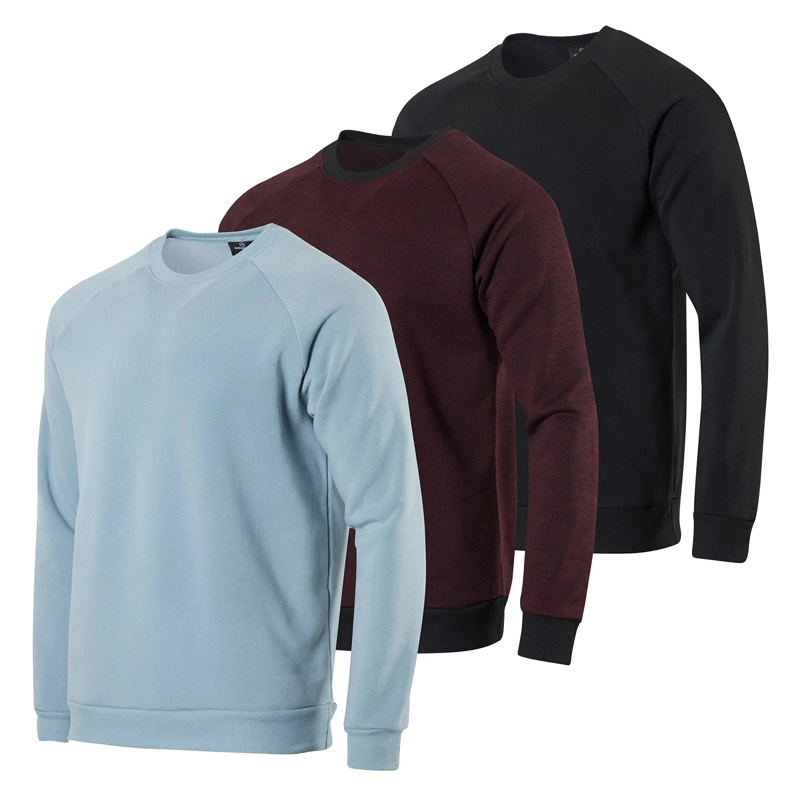 Real Essentials 3 Pack: Men's Soft Plush Fleece Crewneck Sweatshirt - Athletic Pullover Sweater (Available in Big & Tall)