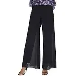 Alex Evenings Women's Wide-Leg Chiffon Pants (xl, Black)