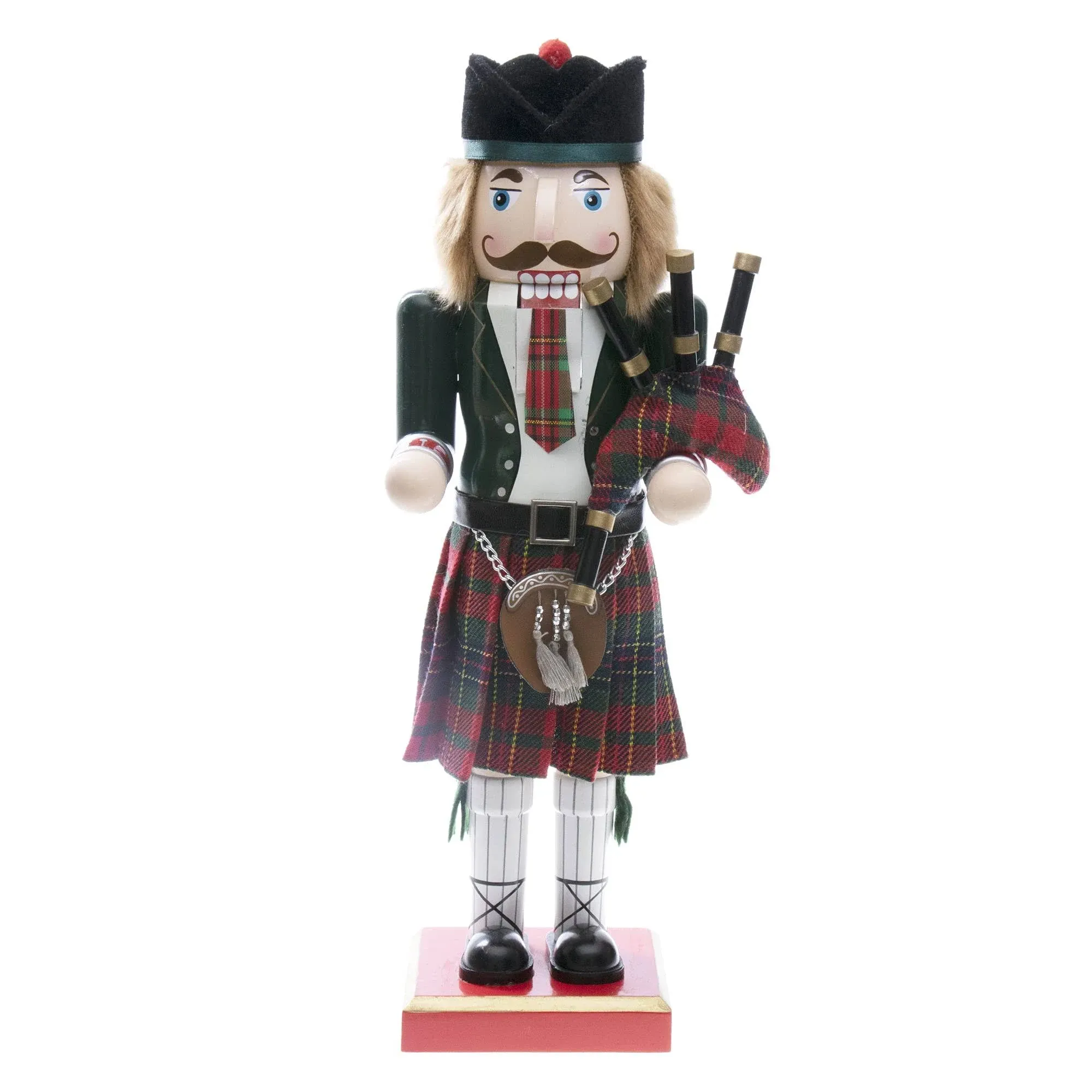 14 Inch Traditional Wooden Nutcracker, Red Scottish