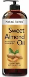 Natural Riches Sweet Almond Oil Cold Pressed, Triple A Grade, Pure and Natural Hexane Free Soothing Vitamin E Oil for Skin & Face, Facial Polish, Full