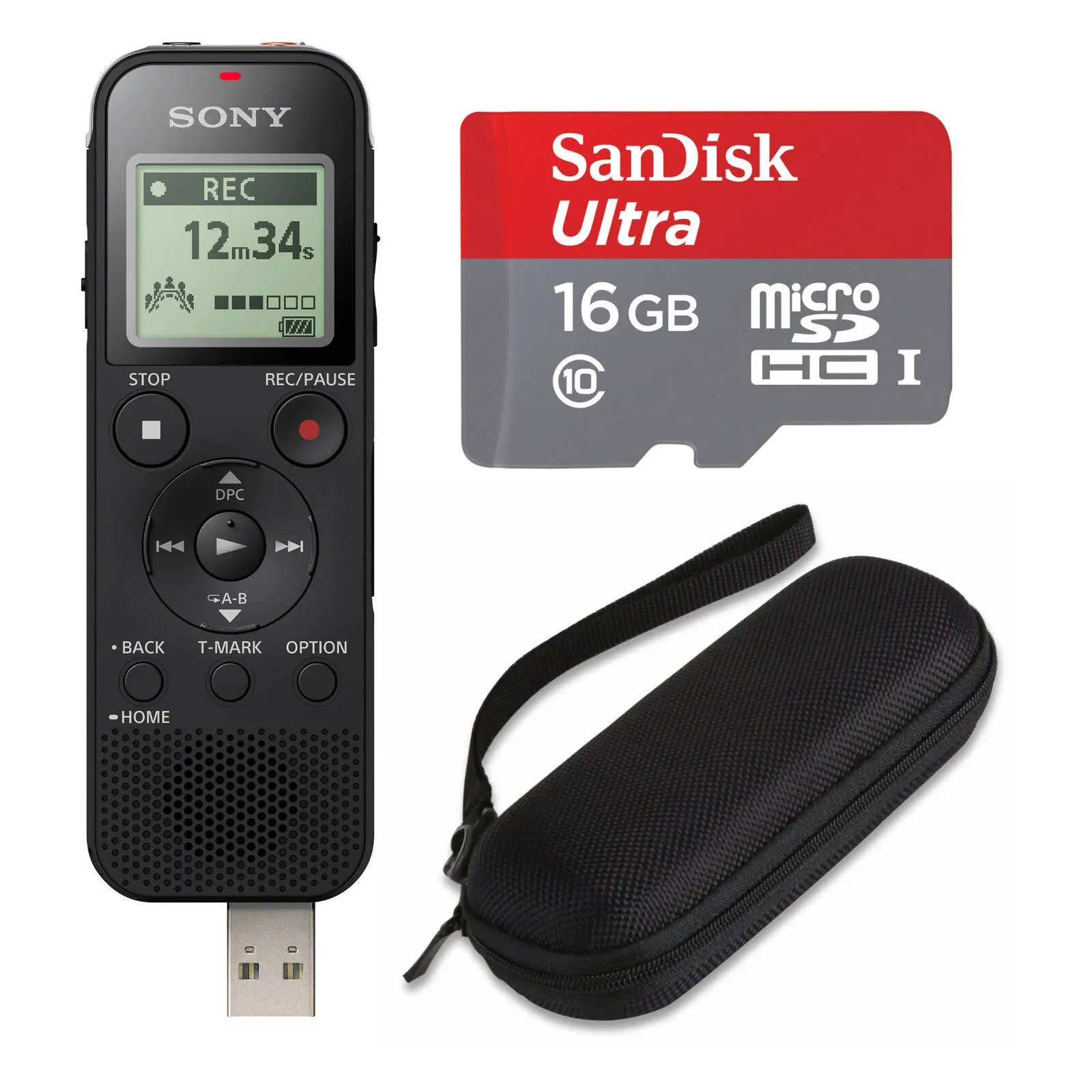 ICD-PX470 Stereo Digital Voice Recorder with Built-In USB Bundle