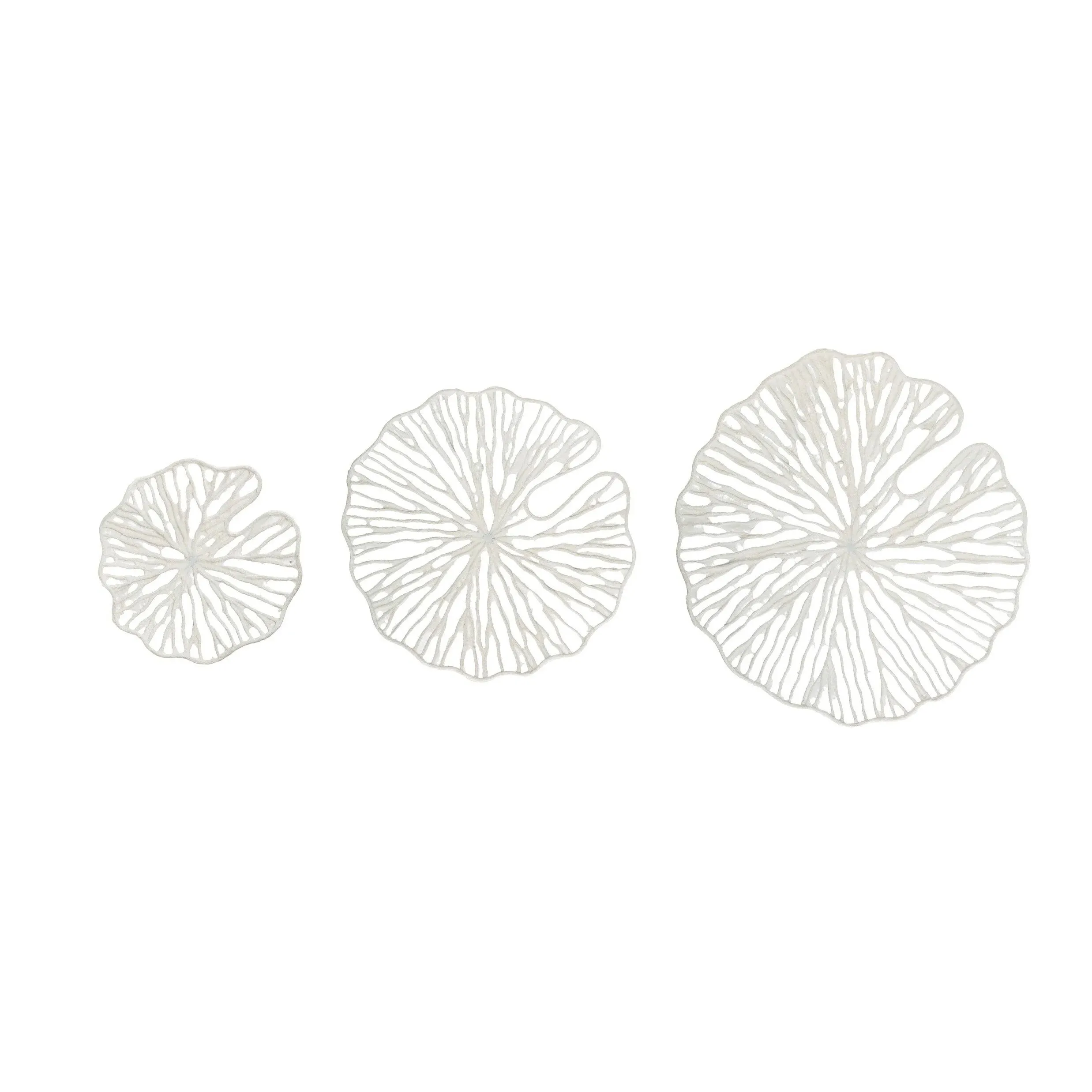 Handmade White Coral Shaped Paper & Metal Wall Décor, Set of 3