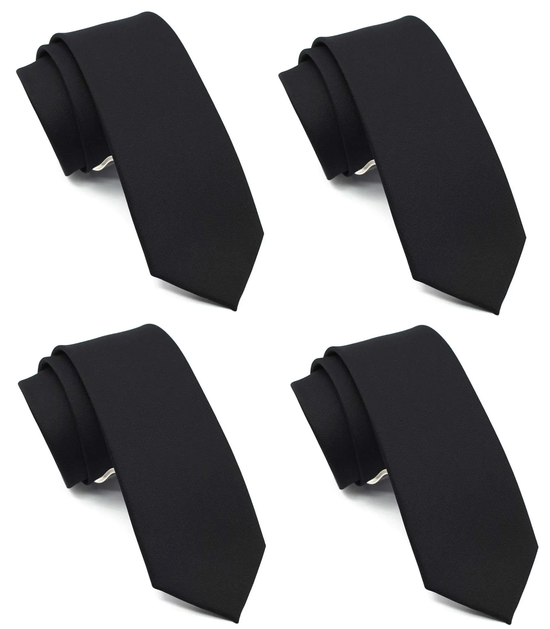 ZENXUS Skinny Solid Ties for Men, 2.5 inch Slim Plain Neckties 4-Pack