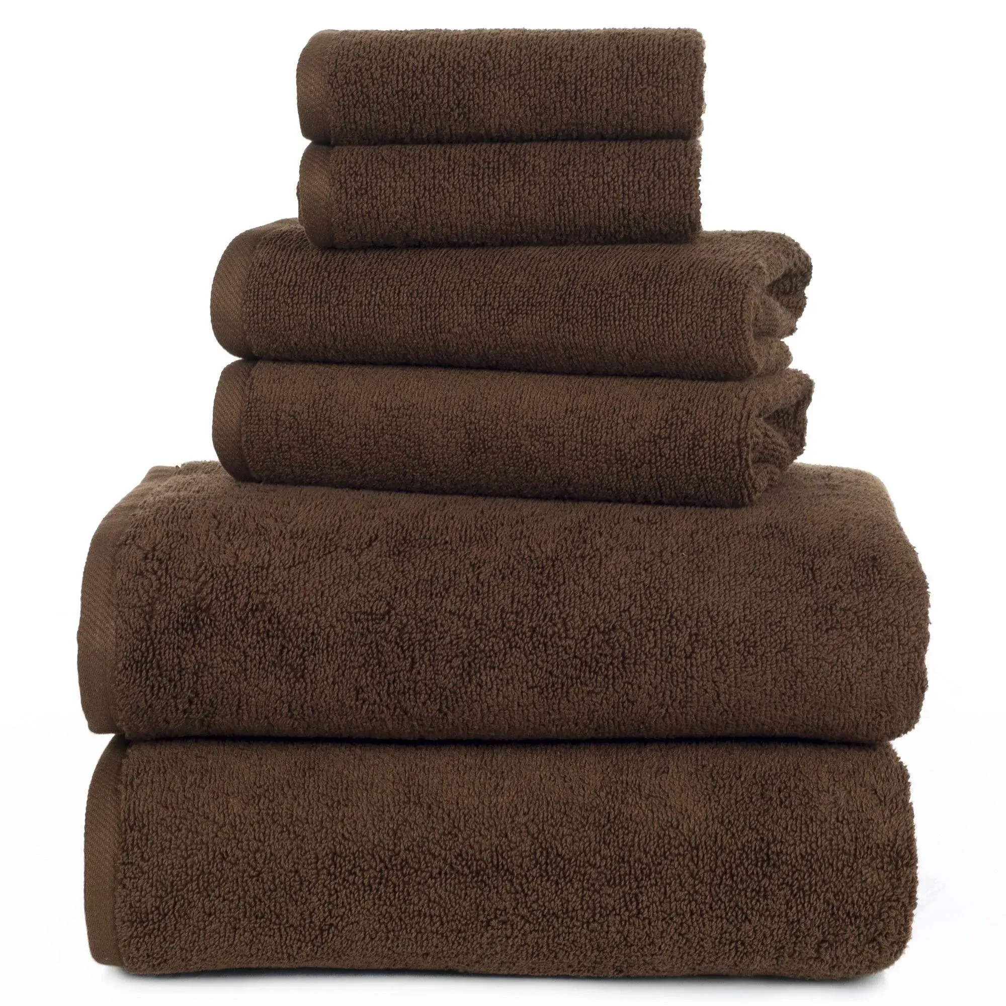 Lavish Home 100% Egyptian Cotton Zero Twist 6-Piece Towel Set Chocolate