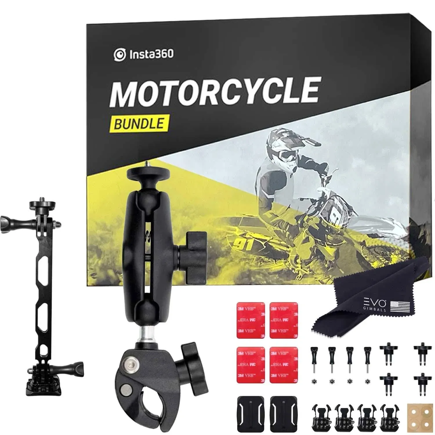 Insta360 Complete Motorcycle Bundle Mounting Kit for ONE X3/X2/X 360 Cameras | Compatible with ONE R/RS, EVO and GoPro 11/10/9/MAX