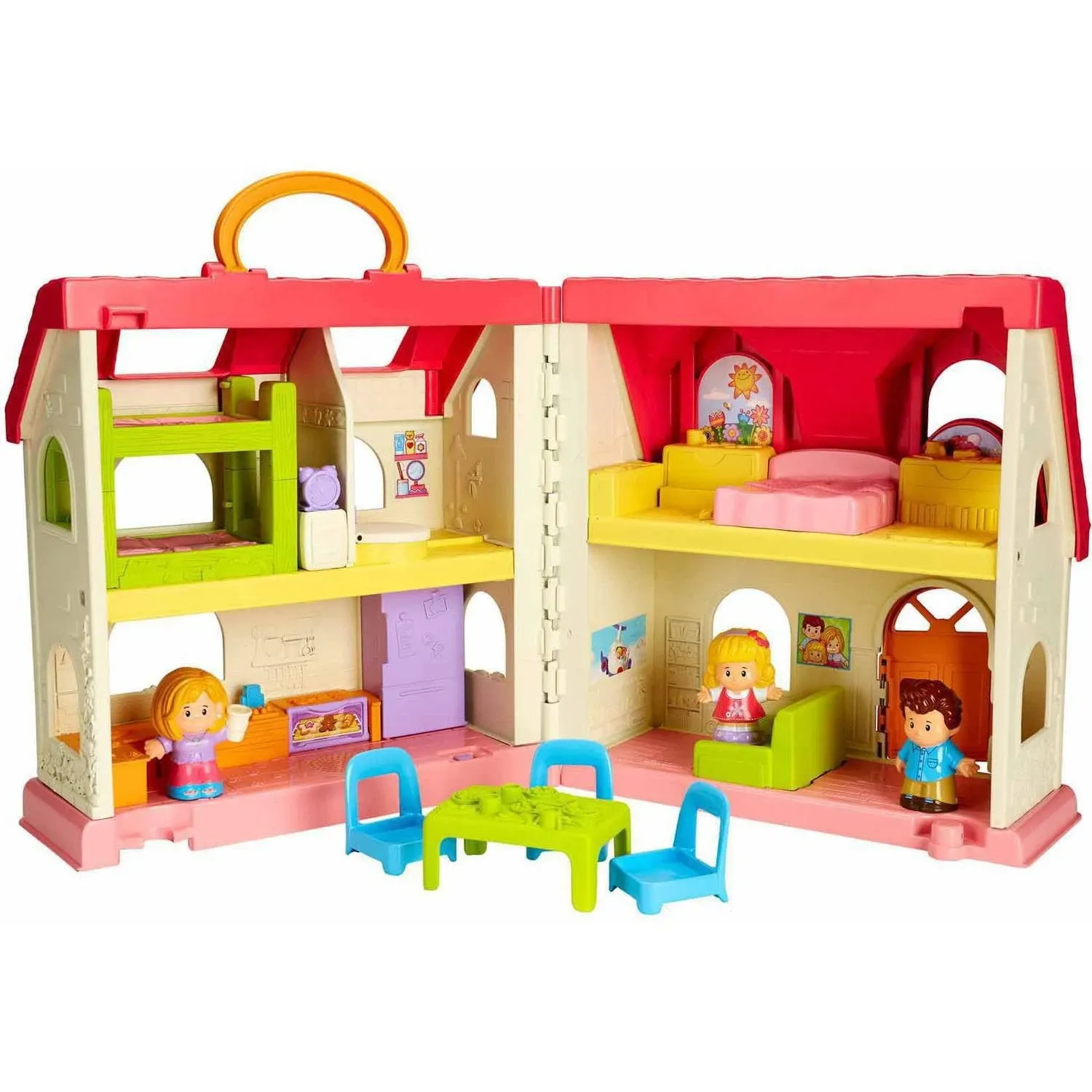 Fisher Price Little People Surprise &amp; Sounds Home Pink Doll House Works Foldable