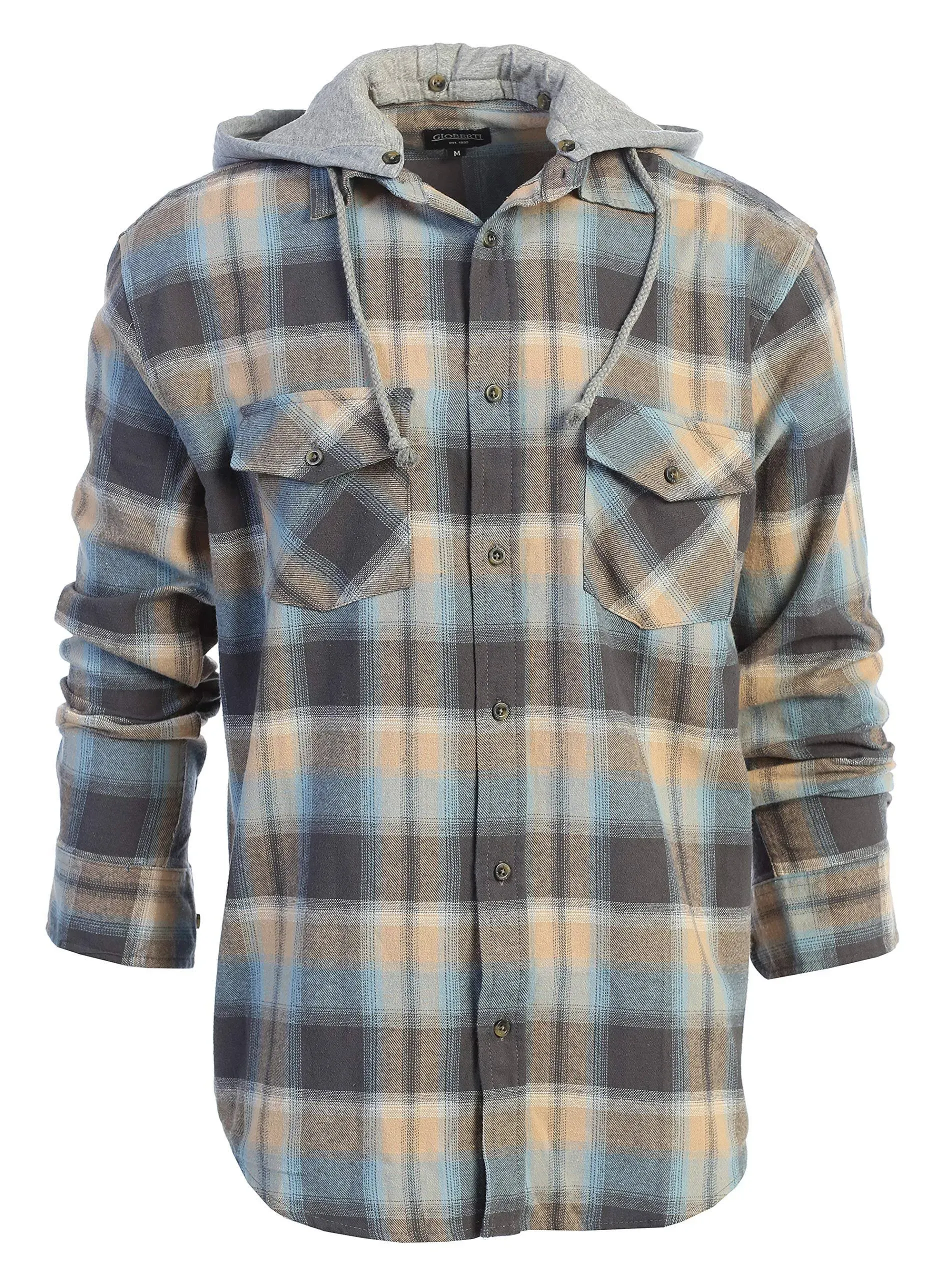 Gioberti Men&#039;s Removable Hoodie Plaid Checkered Flannel Button Down Shirt