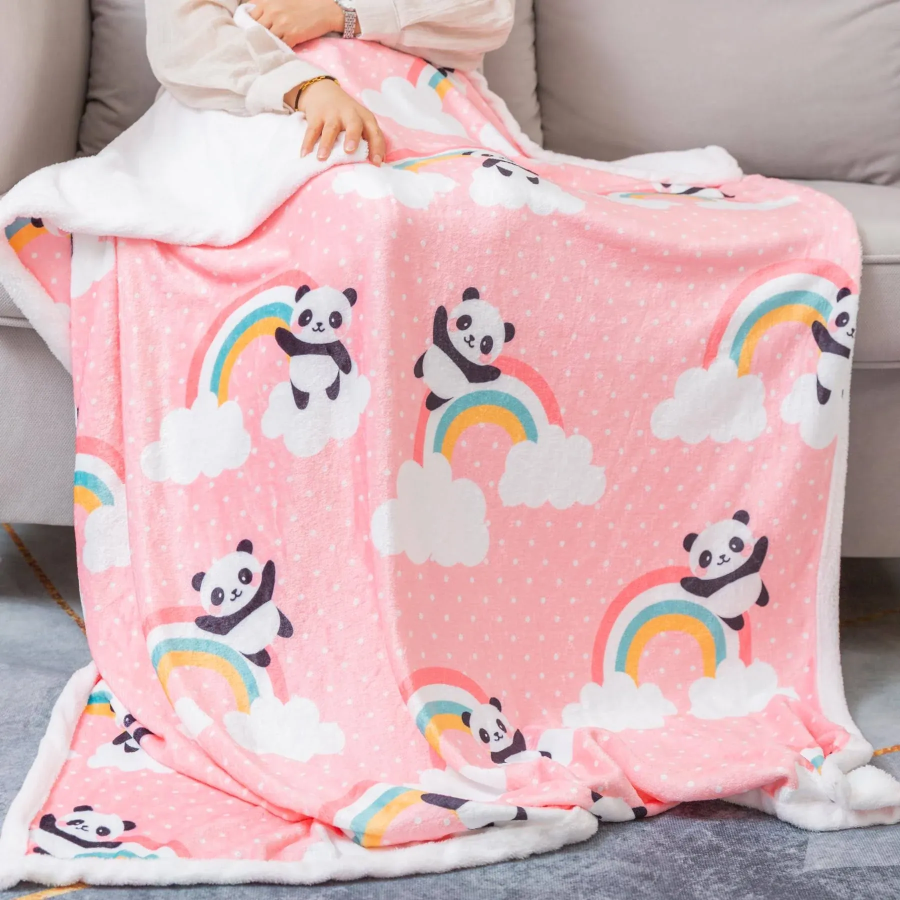 Jurllyshe Panda Blanket, Flannel Fleece Plush Blanket, Soft Warm Cute Pandas ...