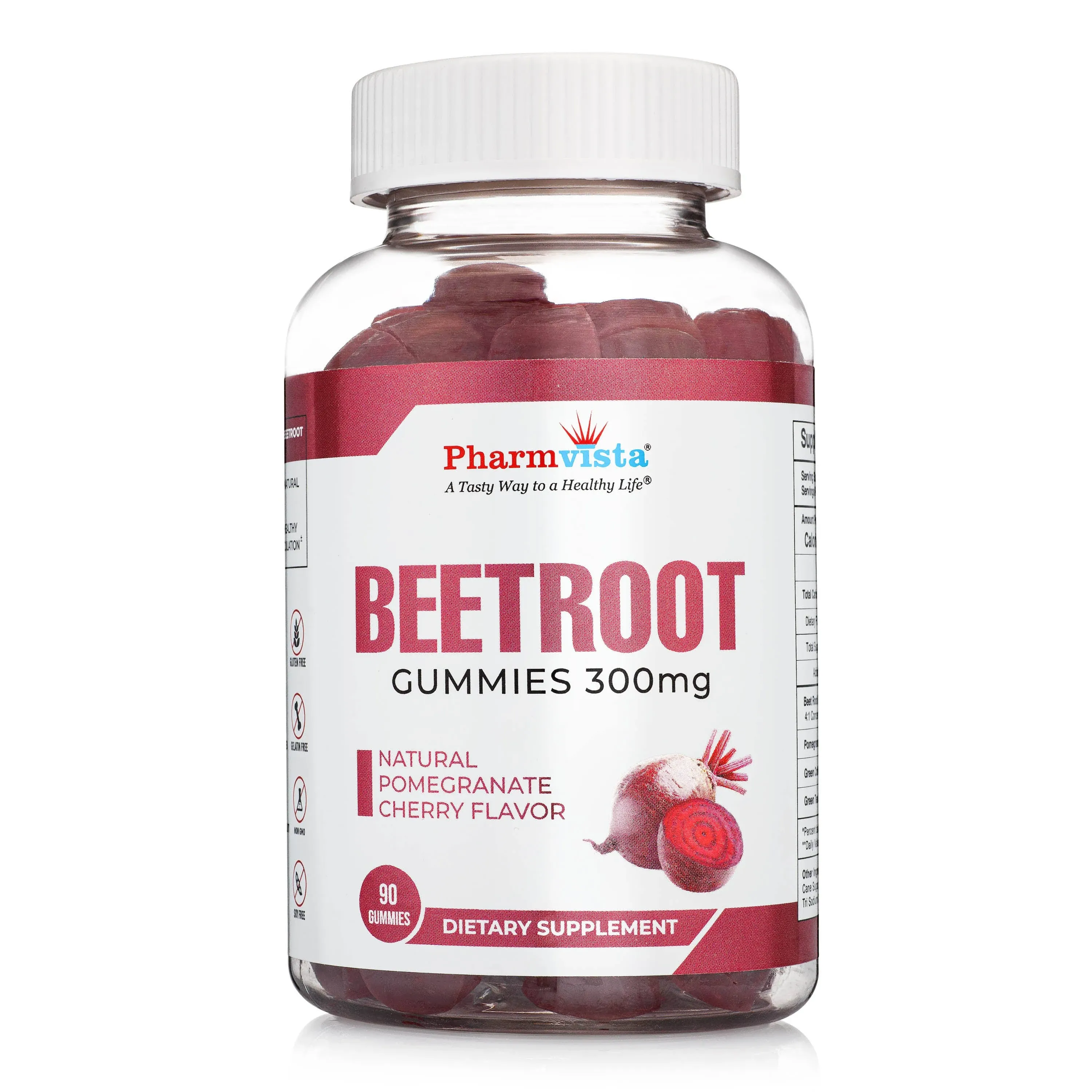 Beetroot Gummies 300mg - for Healthy Circulation Support * - Natural Mixed Fruit Flavor, Non-GMO, Vegan - 90 Count