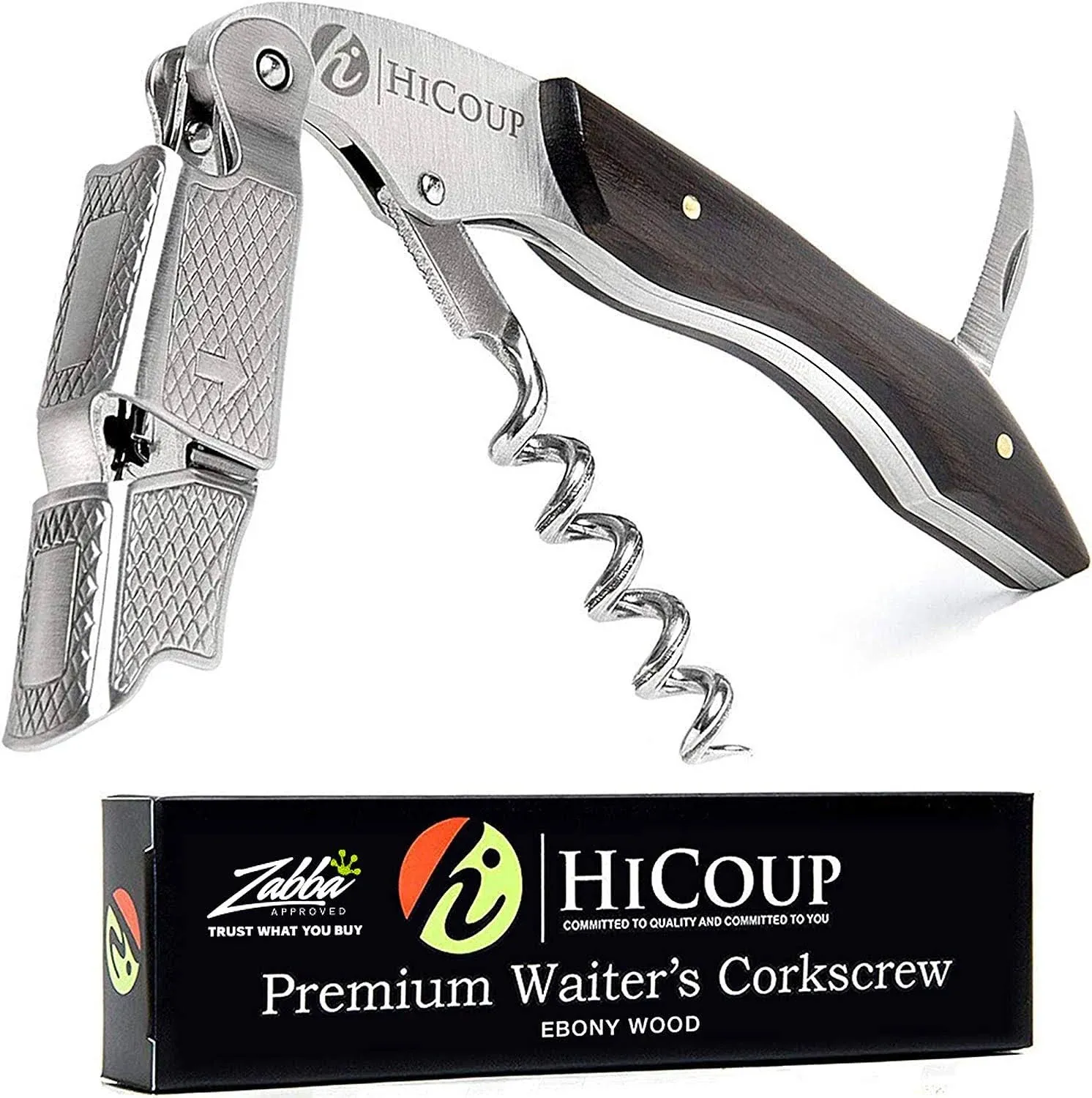 Ebony Wood Waiters Corkscrew by Hicoup - Professional All-In-One Wine Opener ...