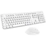 Wireless Keyboard Mouse Combo, 104 Keys Cute Colorful Keyboard with Number Pad & Mouse for Windows, Computer, PC, Notebook, Laptop (White)