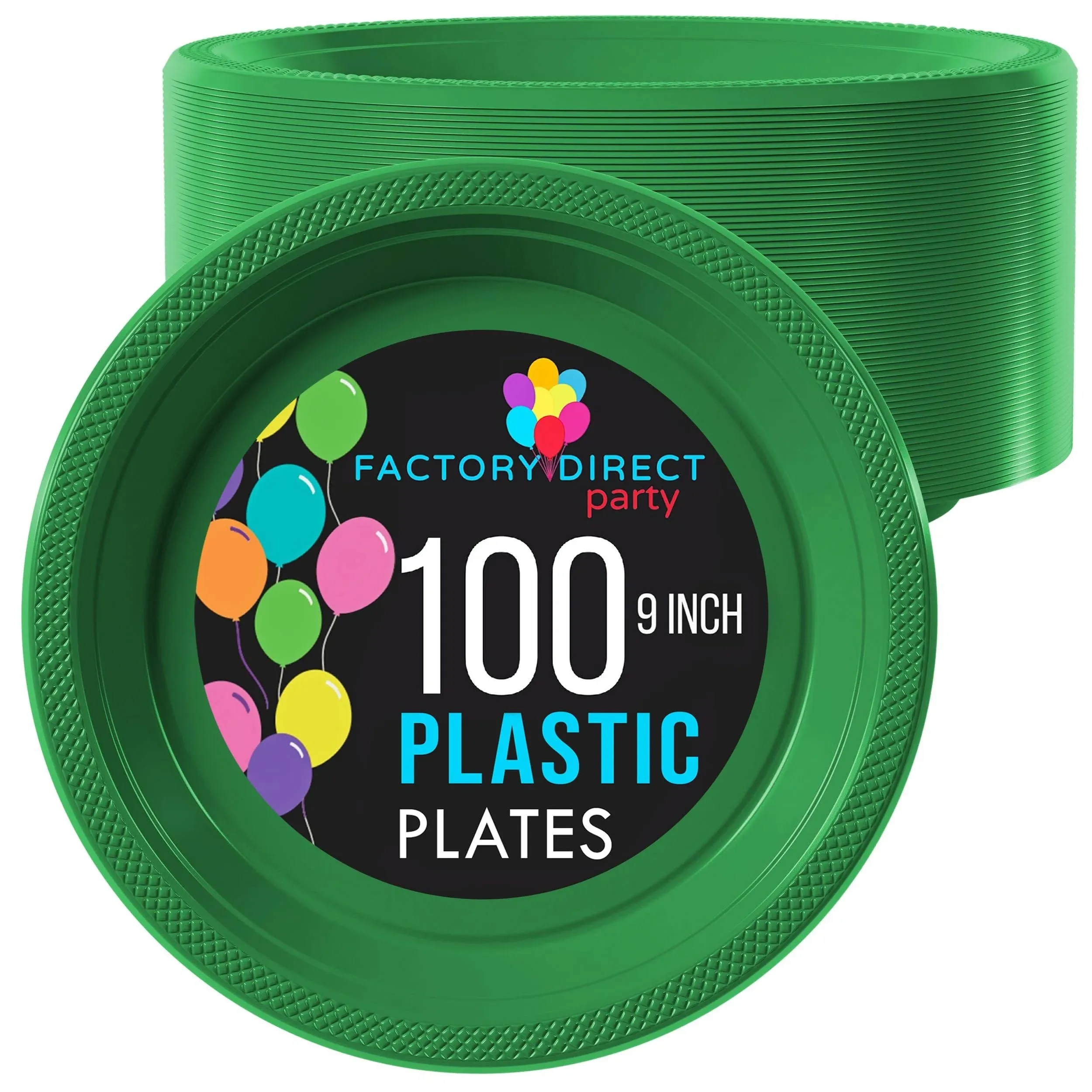 Exquisite Emerald Green Plastic Plates Disposable 9" Plastic Dinner Plates 100 Pcs Emerald Green Disposable Plates Plastic Plates For Party Plates Disposable Heavy Duty 350 GSM Green Plates For Party.