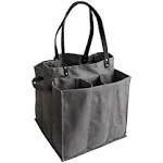 CapaBunga Farmer's Market Tote Shopping Bags with Handles - 7 Pocket Large Utility Tote Bag - Heavy Duty Canvas Utility Bag with Vegan Leather Base - Reusable Tote Bag - Grey Grocery Bag