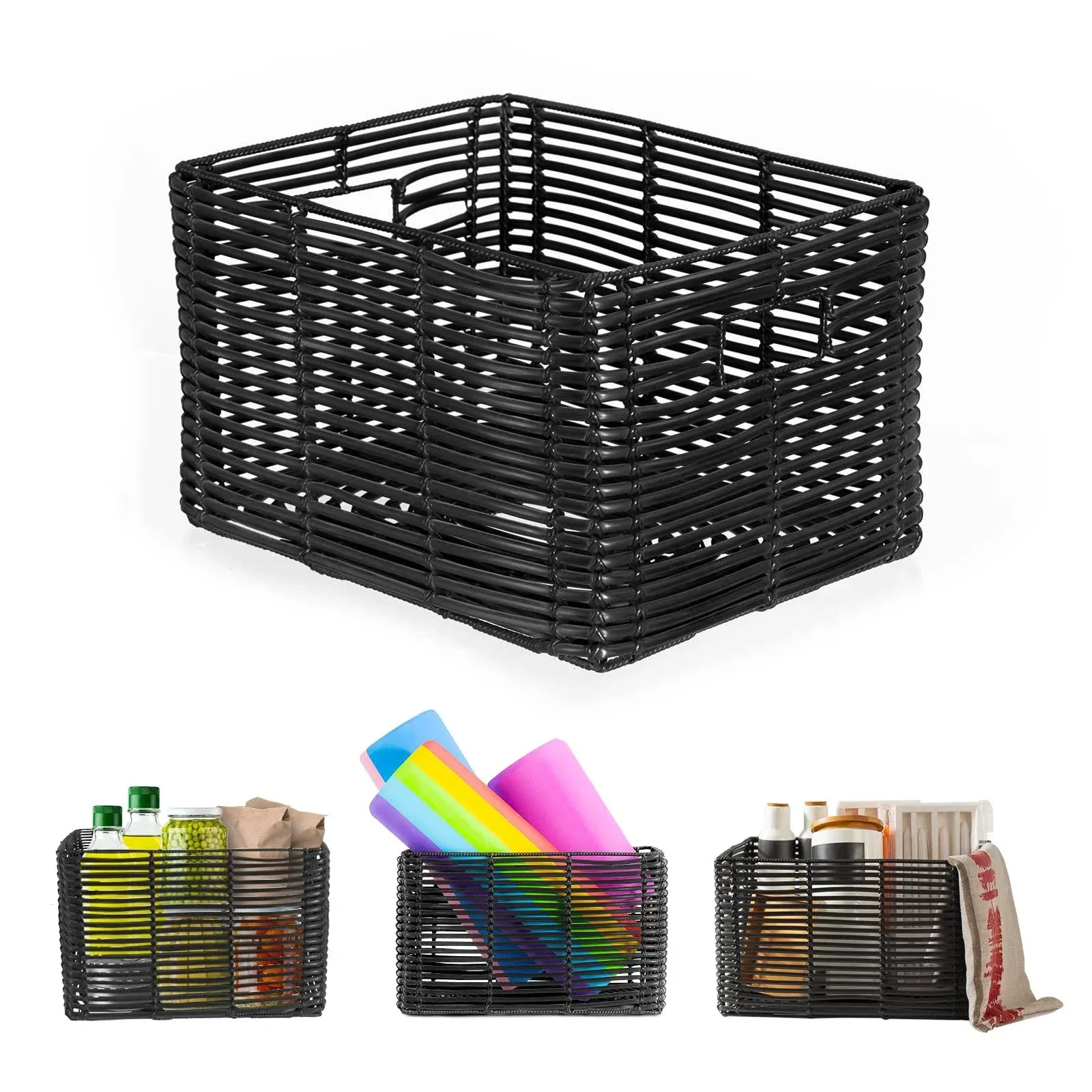 Terry Large Rectangle Wicker Baskets for Storage, Large Storage Basket for ...