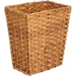 mDesign Small Woven Trash Can - Slim Rectangular Waste Basket - Decorative Garbage Waste Bin for Bedroom, Bathroom, Kitchen, Home Office, Craft, Laundry, Utility Rooms, and Garage - Taupe