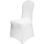 VEVOR 50 Pcs White Chair Covers Polyester Spandex Chair Cover Stretch Slipcovers for Wedding Party Dining Banquet Flat-Front Chair Covers