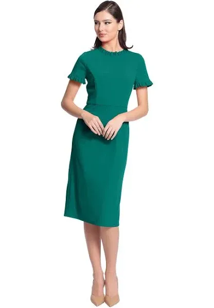 Maggy London Women's Ruffle Collar Slant Pocket Sheath Dress