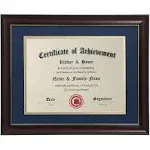 ELSKER&HOME 8.5x11 Diploma Frames with Mat,Classic Cherry Wood,8.5x11 Inch With Mat or 11x14 Inch Without Mat - For Document/Certificate Frame(Double Mat, Matte Blue with Gold Rim)