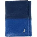 Nautica Men's Trifold Leather Wallet - Cobalt Blue