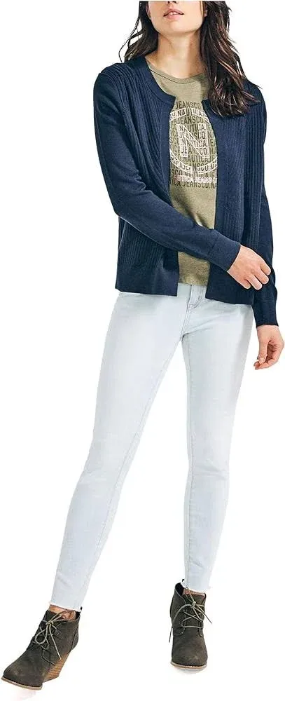 Nautica Women's Ribbed Open Layering Cardigan