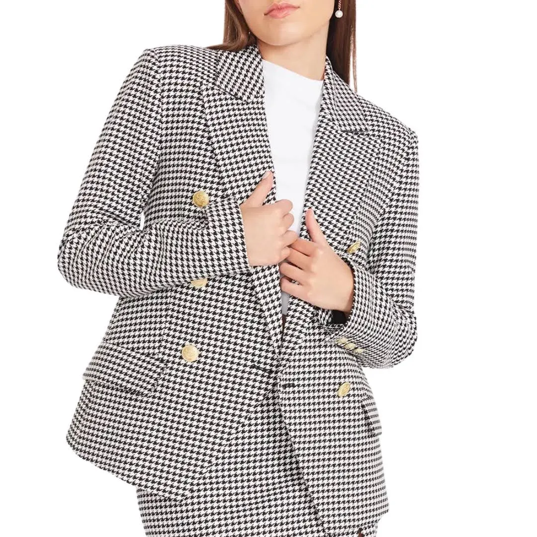 Steve Madden Naomi Blazer Houndstooth Double Breasted Size Small