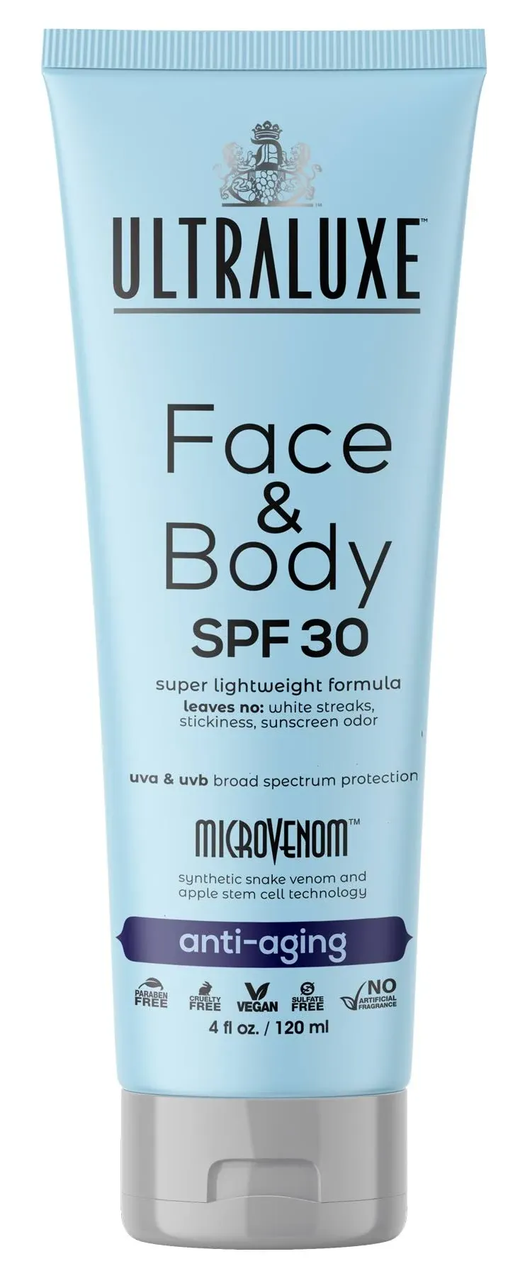 ULTRALUXE SKIN CARE Micro-Venom Face and Body SPF 30 Sunscreen, 4 Fl Oz