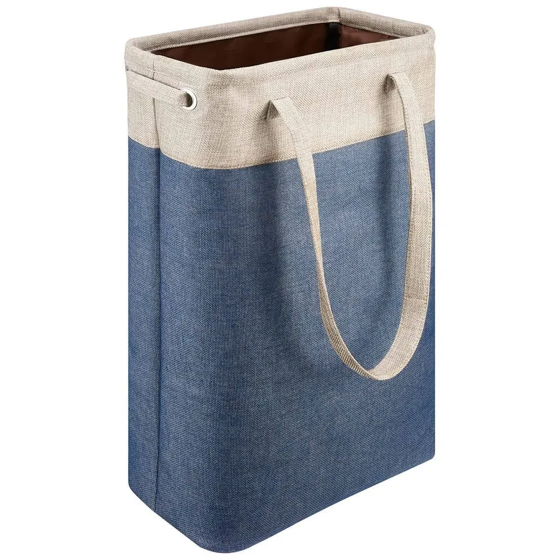 Laundry Basket with Handles Grey&amp;Blue Slim Laundry Bin Collapsible Dirty Clot...