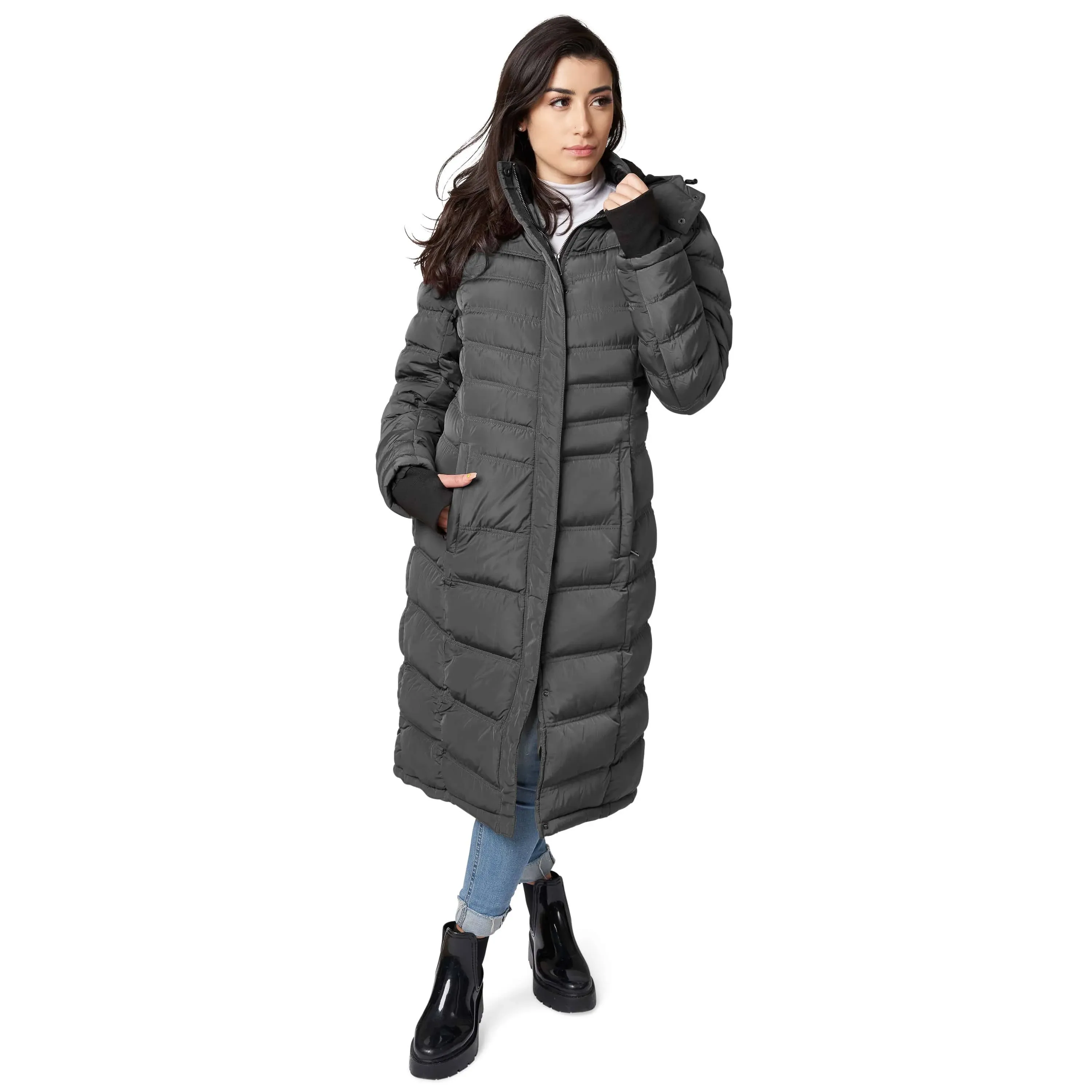 Elora Women's Maxi Coat - Water-Resistant, Polar Fleece Lined, and Detachable ...