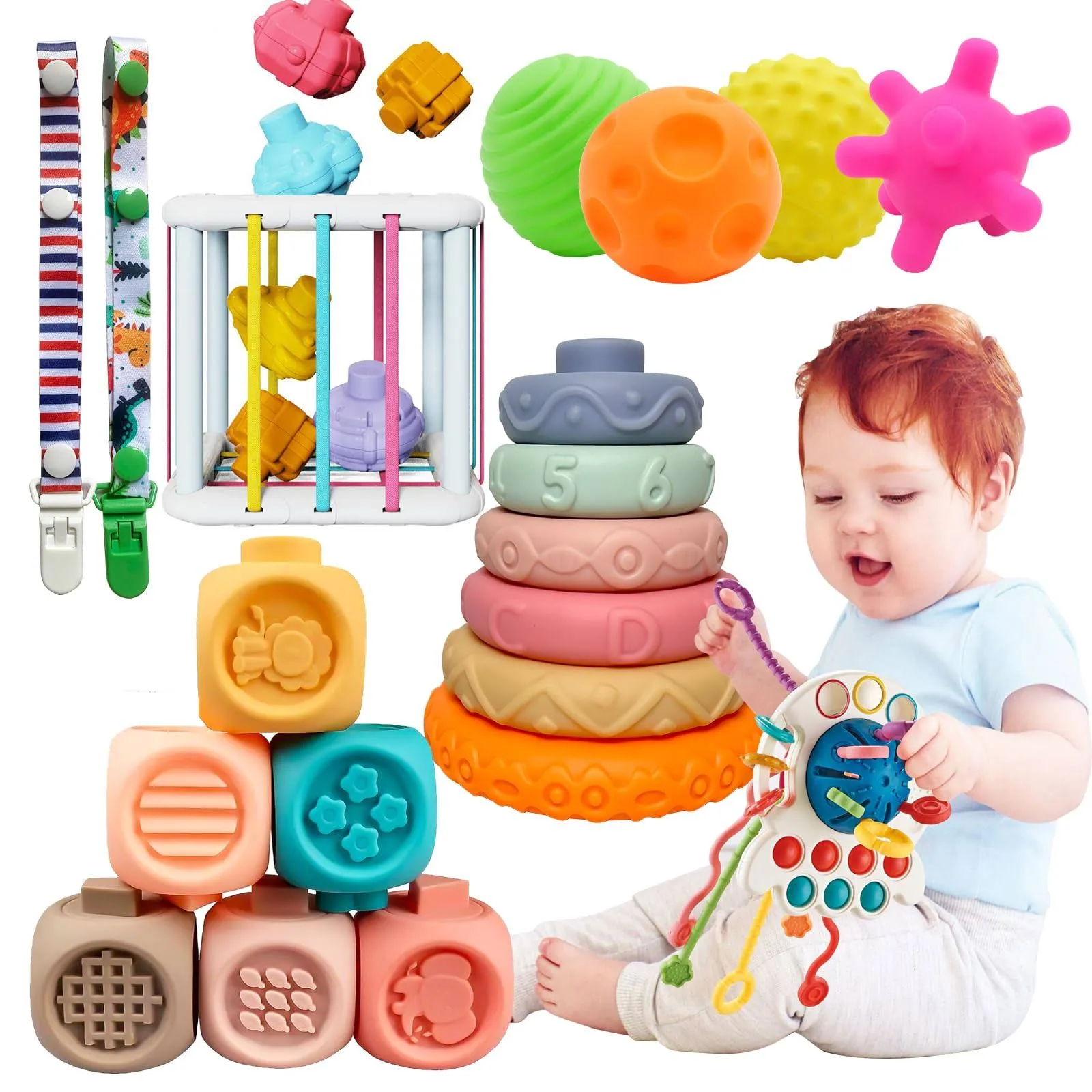 6 in 1 Baby Toys 6 to 12 Months, Montessori Toys for Babies 6-18 Months, Pull ...