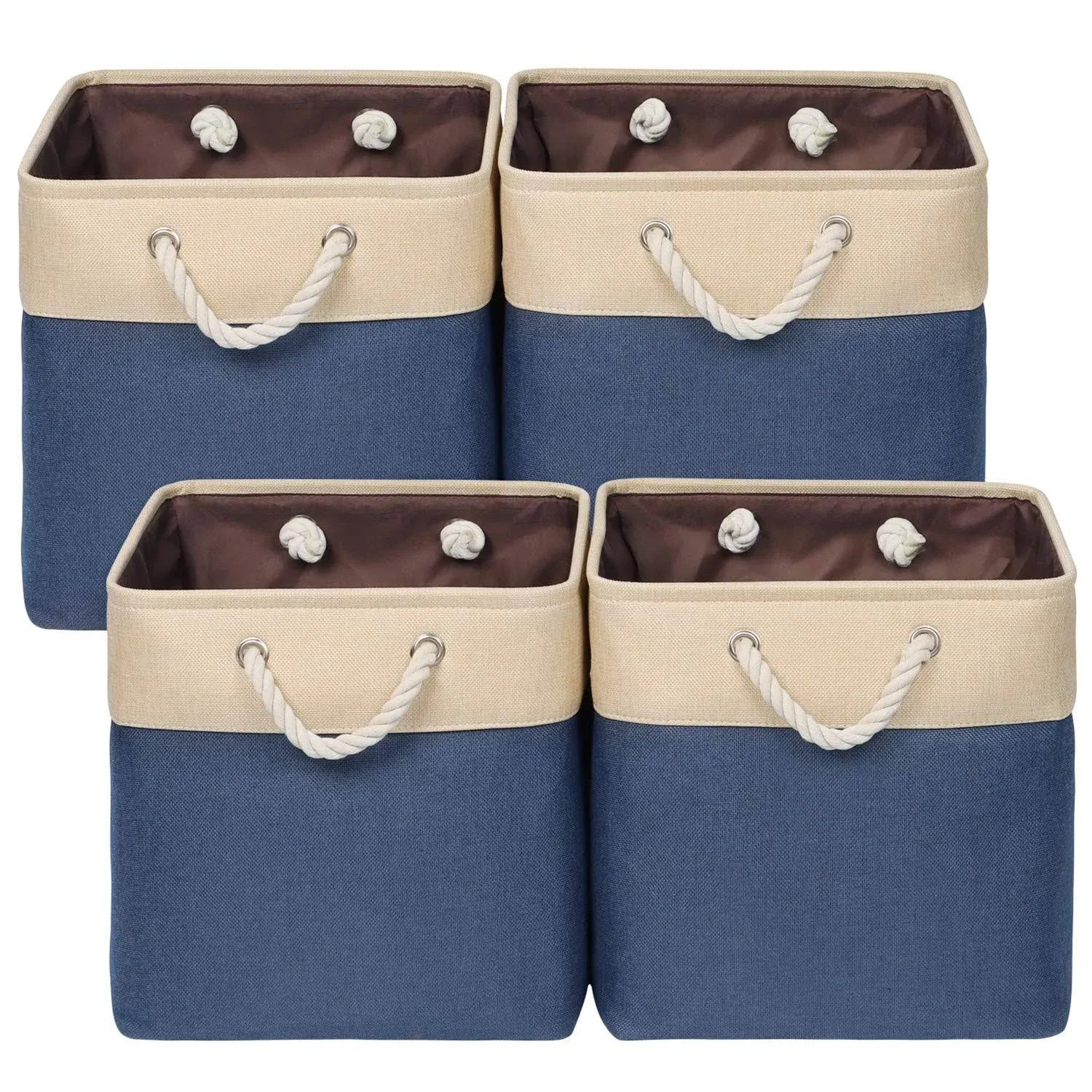 Collapsible Baskets With Handles Set Of 4\x8clarge Fabric Storage Basket For Shelve