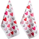 DII Hearts Collage Printed Dishtowel (Set of 2)