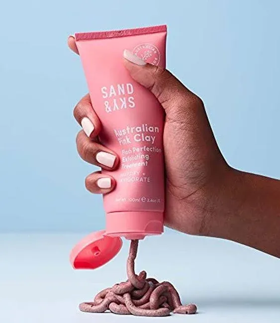 Sand & Sky Flash Perfection Exfoliating Treatment Face Scrub - Face cleanser Australian Pink Clay Moisturizing Facial Exfoliator For Face | With Rosehip, Grapeseed, Olive Oil (3.4 oz)