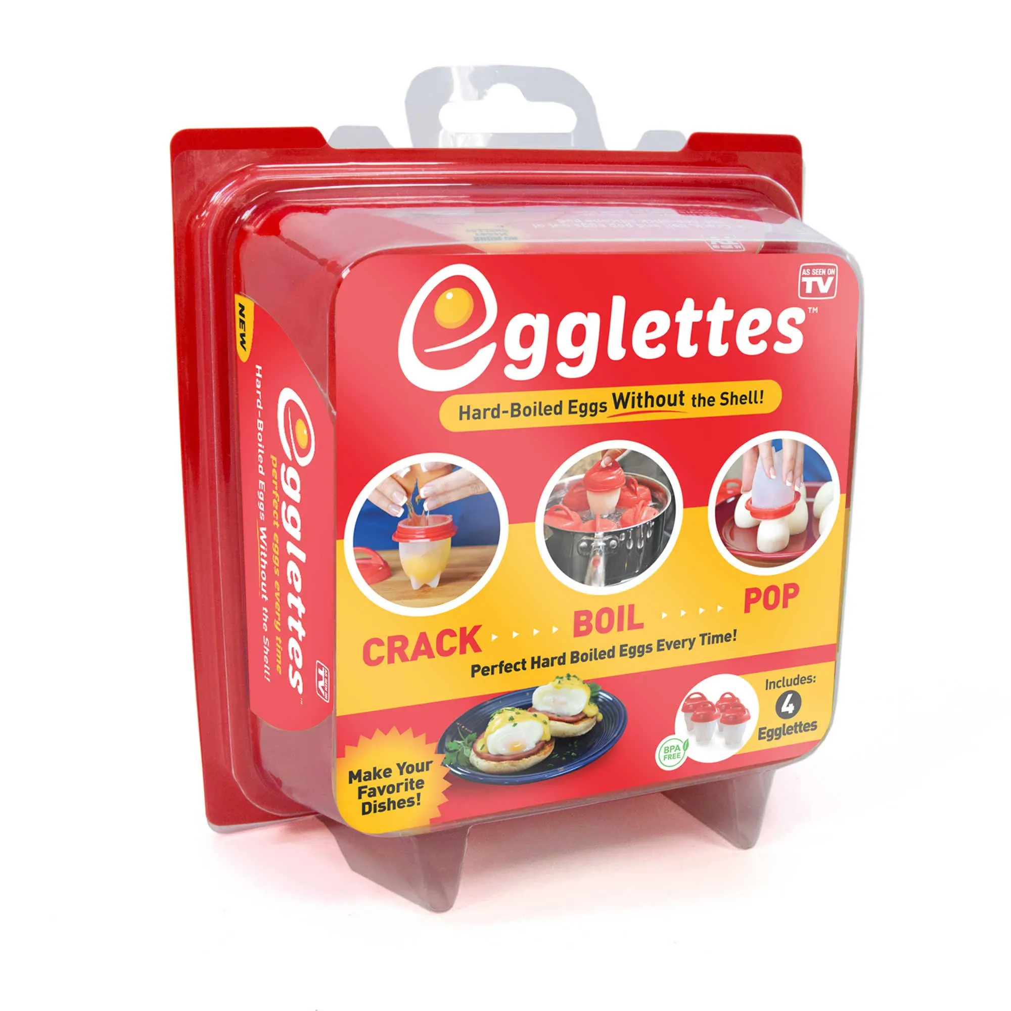 As Seen On TV Egglettes Hard Boiled Egg Maker, Red - 4 count