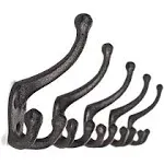 Ambipolar 5 Pack Iron Cast Trileg Hook, Heavy Duty Big Triple Leg/Double Coat Hooks Base. Entryway Coat Hooks, Scarf and Jacket