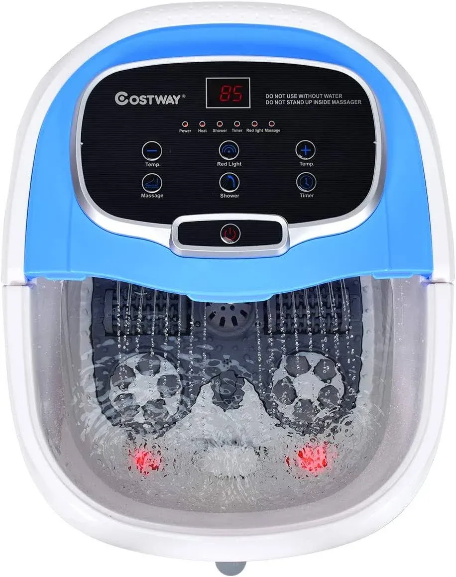 Costway Portable Foot Spa Bath Motorized Massager Electric Feet Salon Tub with Shower Blue