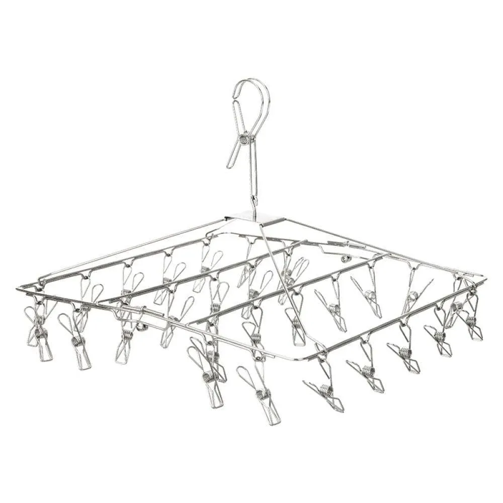 YBM Home Stainless Steel Laundry Hanging Rack Collapsible for Storage - 28 Clips