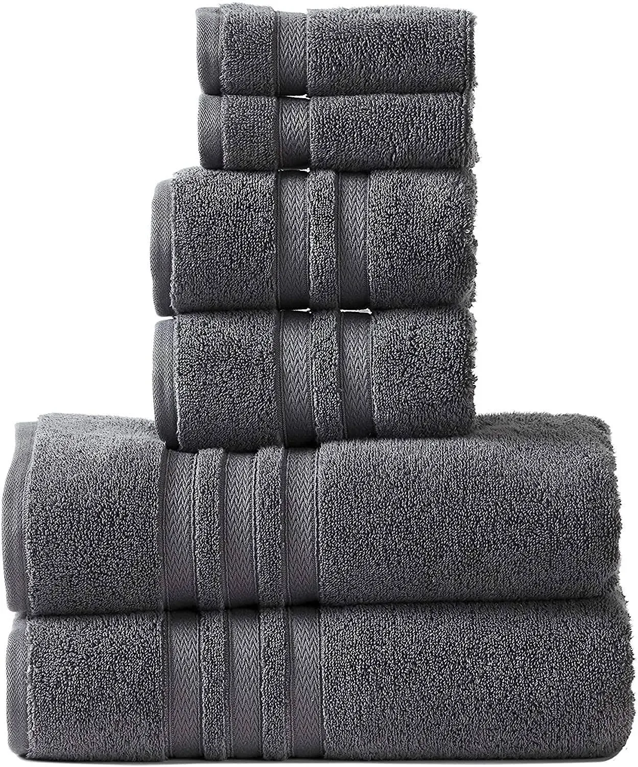 Eco Terry Sustainable Bath Towels Set, 6 PC - Made with Recycled Cotton and ...