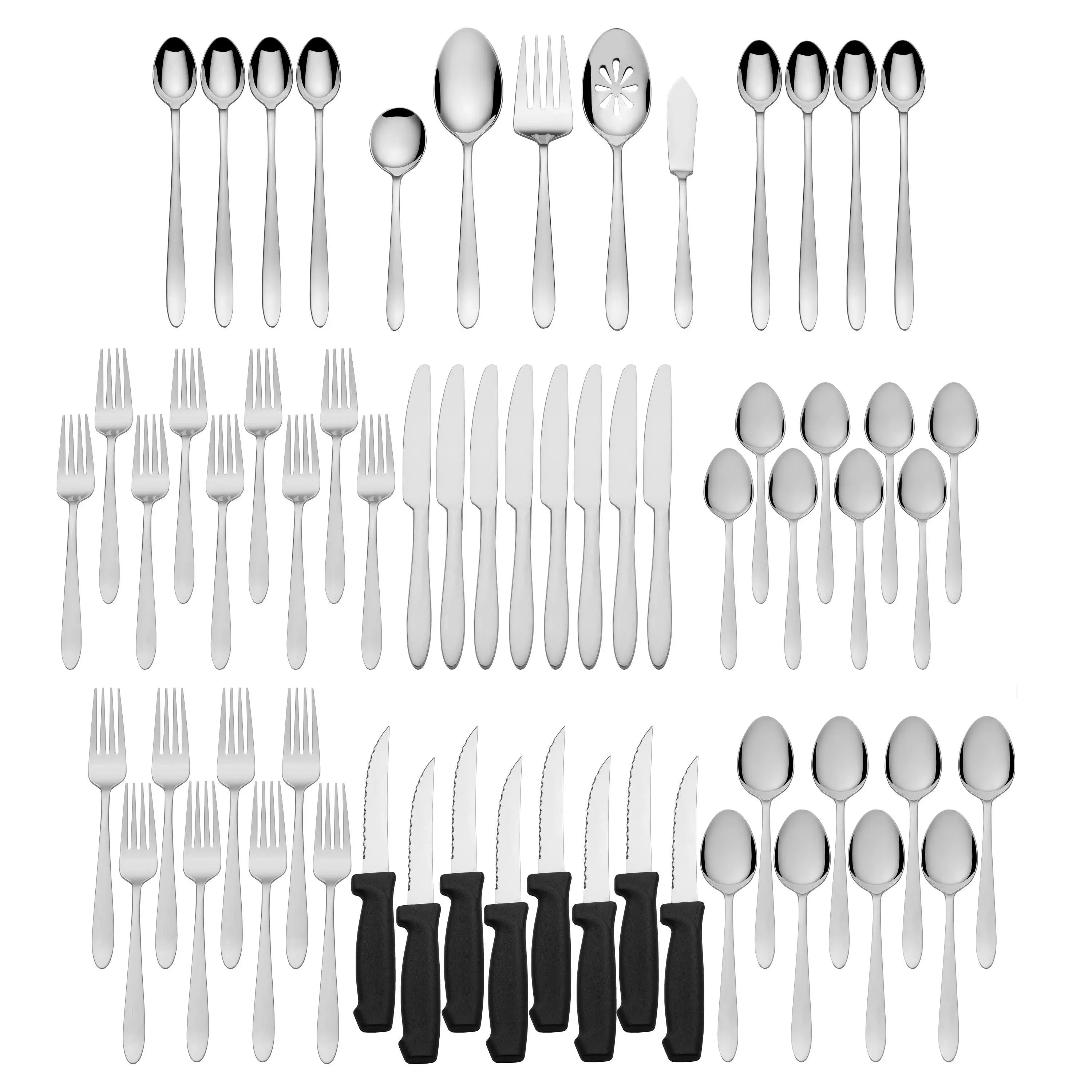 Finn 61-Piece Flatware Set, Silver