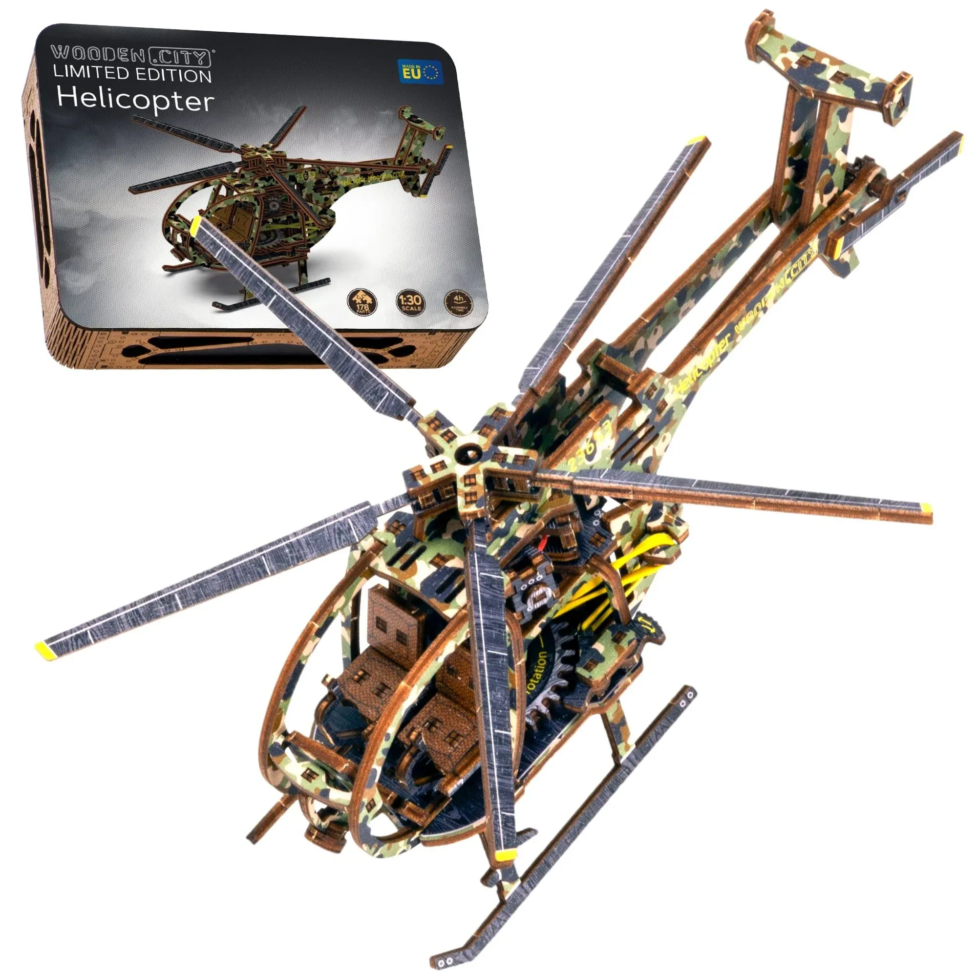  Helicopter 3D Wooden Puzzles for Adults 178 Parts - Aircraft Model Building 