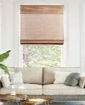 Premium True-to-Size Brown Acorn Cordless Light Filtering Natural Woven Bamboo Roman Shade 34 in. W x 64 in. L