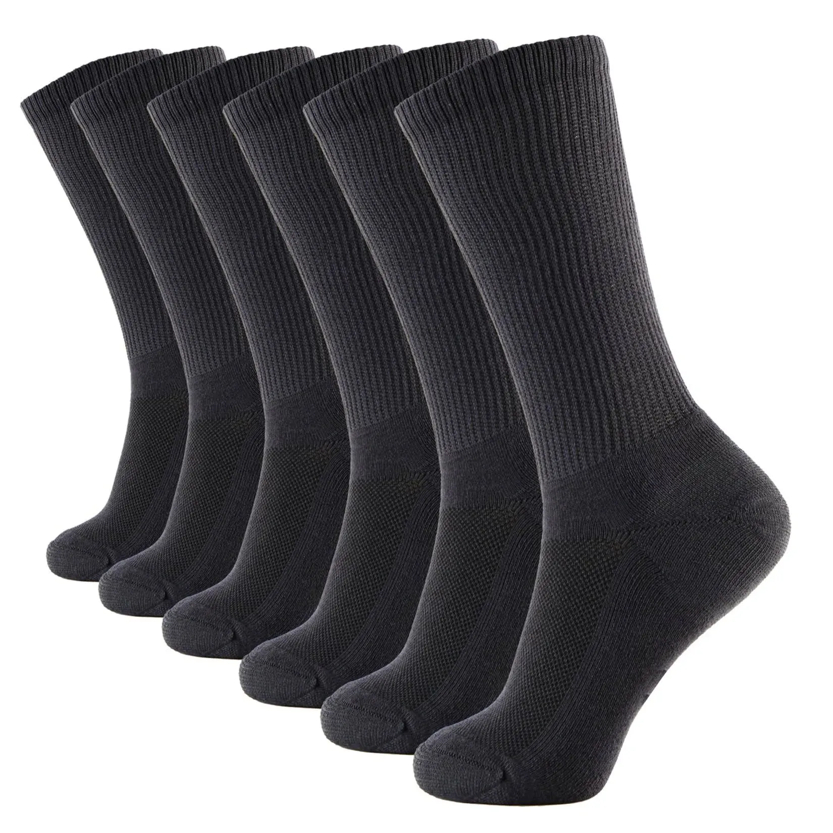 +MD Men and Women Odor Control Bamboo Fiber Crew Casual Socks 6-Pack, Adult ...