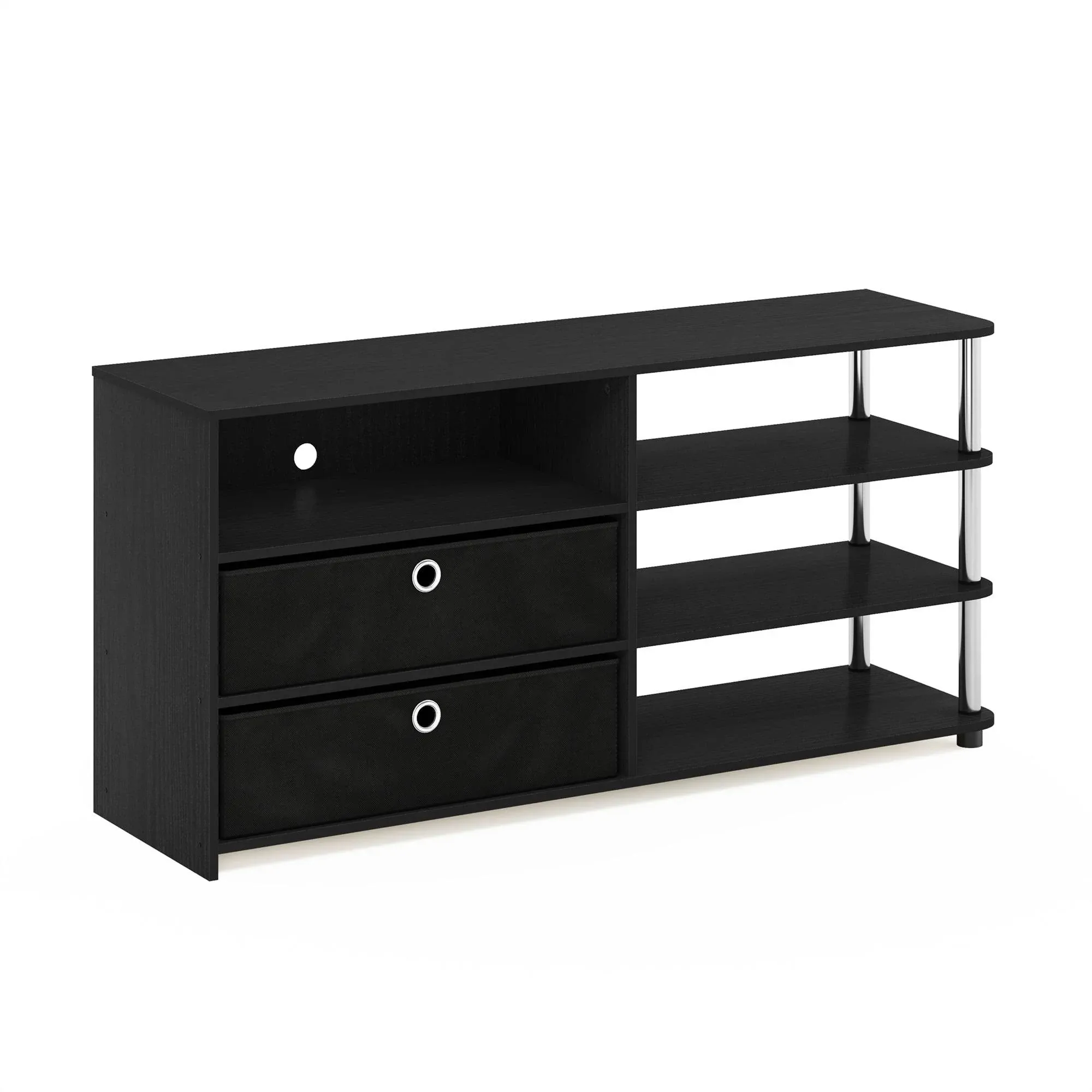 Furinno Jaya Simple Design TV Stand for Up to 55-Inch with Bins, Americano ...