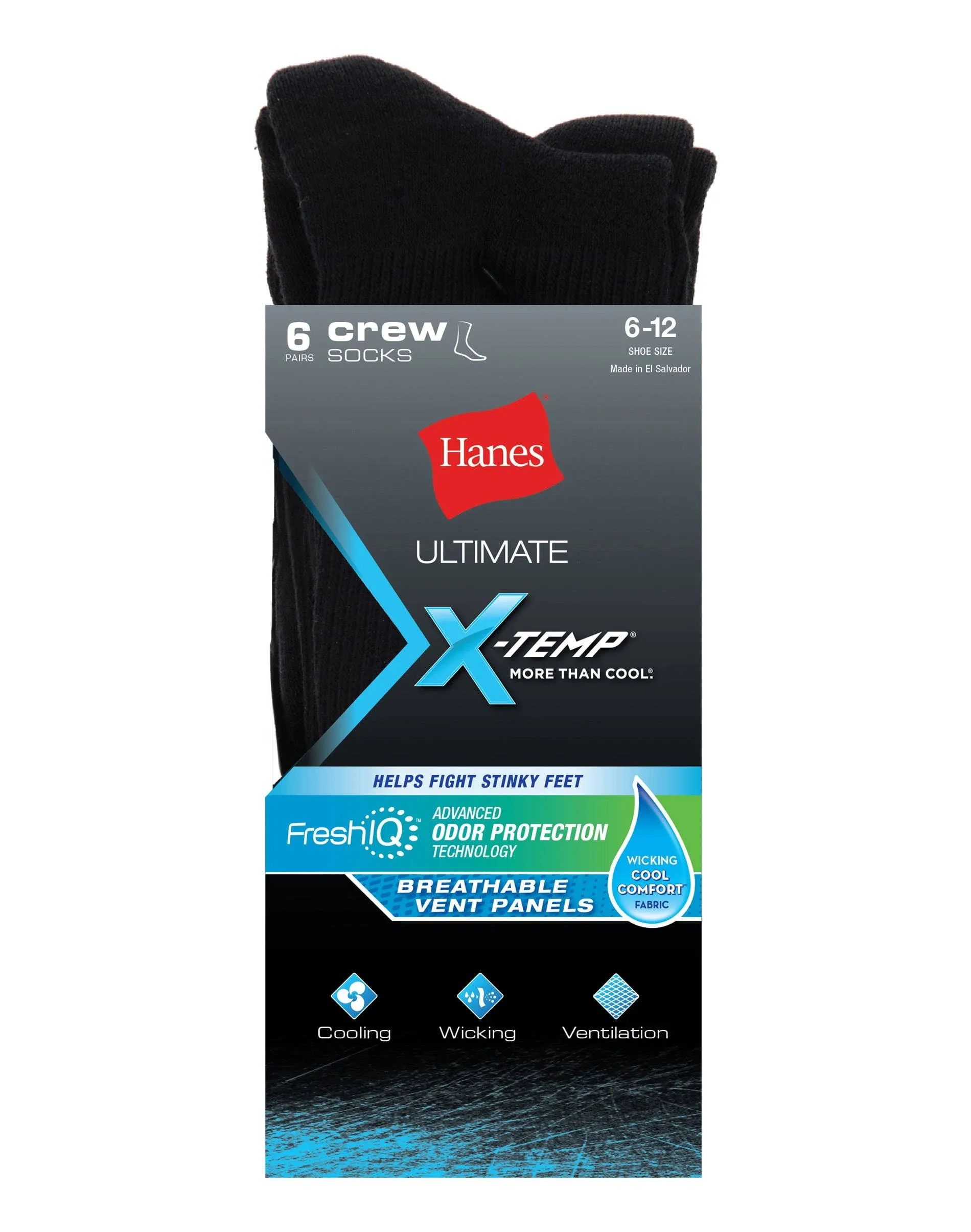 Hanes Crew &amp; Ankle 12-Pairs Socks Ultimate Cushion Fresh IQ X-Temp Cool Comfort