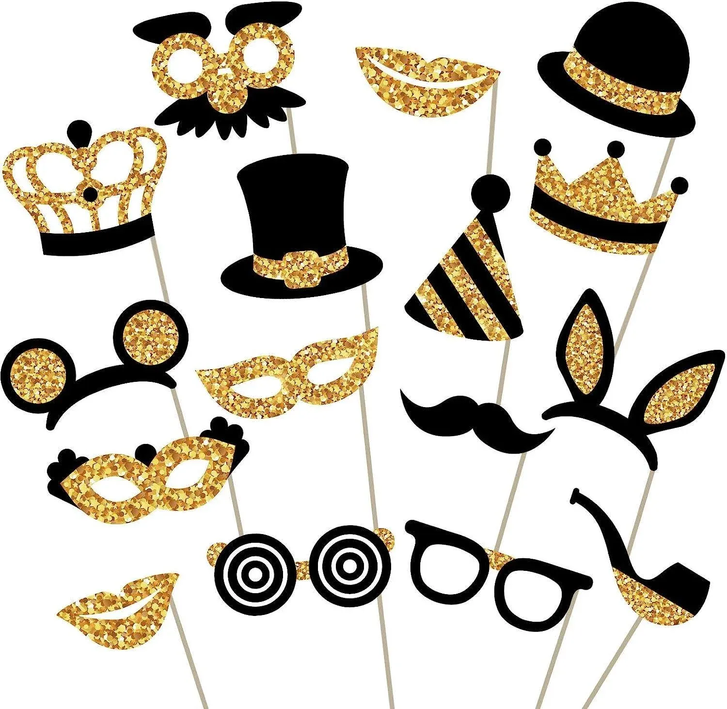 16 PCS Party Photo Booth Props for Birthday Weddings Graduation Prom - Fun Hats,