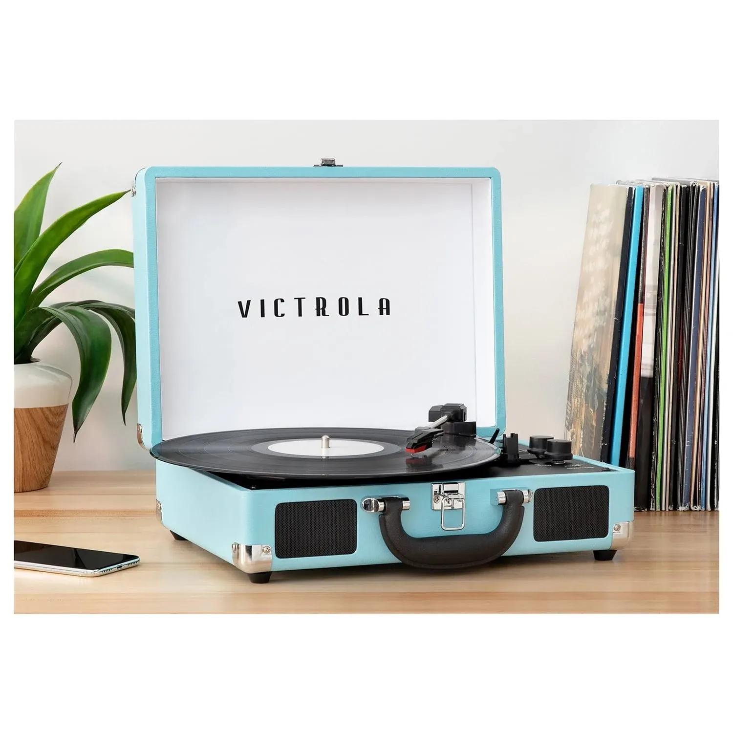 Victrola Bluetooth Suitcase 3-Speed Turntable Turquoise