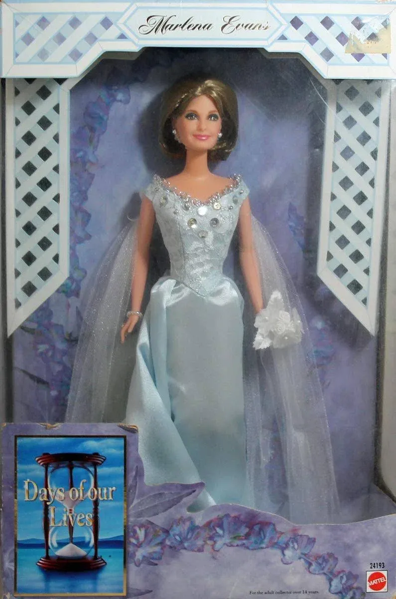 Barbie Doll Marlena Evans Days of Our Lives Blue Satin Wedding Gown 1999 e12